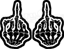 Double Fingered Skeleton Middle Finger Decal Sticker