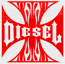 Diesel Iron Cross Flaming 1 Decal Sticker