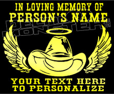 Cowboy Memorial Wings Custom Text Decal Sticker