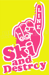 Ski and Destroy Line Skis Decal Sticker