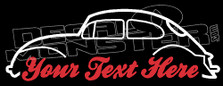 Custom YOUR TEXT Classic VW BEETLE Type 1 Air Cooled Volkswagen Car Stickers Decal Sticker