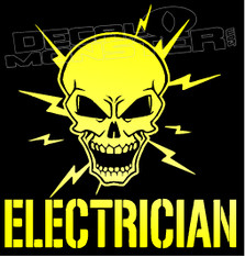 Certified Electrician Skull Decal Sticker