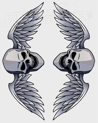 Skull with Iron feathers Wings Decal Sticker