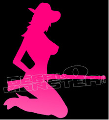 Hot Country Girl and Gun Decal Sticker