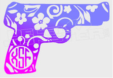 XSF Floral Pattern Pistol Decal Sticker