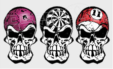Three Helmet Skulls Bowling Darts Pool Silhouette Decal Sticker