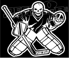 Skeleton and Goalie Pads Hockey Decal Sticker