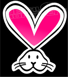 Cute Bunny Love Heart Decal Sticker