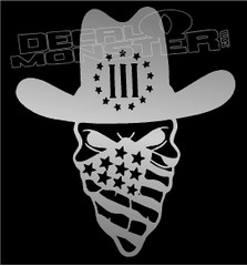1 10" Cowboy Outlaw Skull motorcycle country truck decal sticker Vinyl #L152