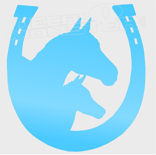 Horses And Foal In Horseshoe Silhouette Decal Sticker Decalmonster Com