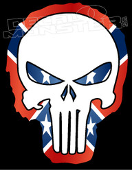 Confederate Outlined Punisher Decal Sticker