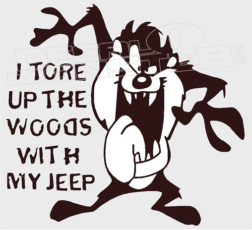 Tazmanian Devil Fear This With Jeep Logo Decal Window Sticker Size 5/" x 5/"