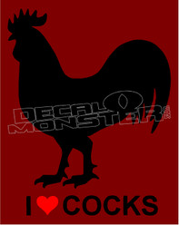 I Heart Love Cocks Chicken Decal Sticker DM