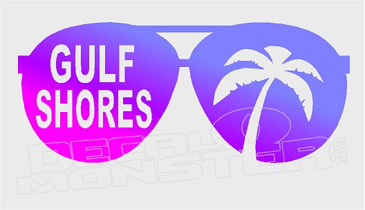 Gulf Shores Shades Palm Silhouette Decal Sticker DM - DecalMonster.com