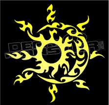Flaming Tribal Sun Silhouette Decal Sticker DM