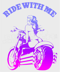 Chopper Babe Ride With Me Motorcycle Decal Sticker DM
