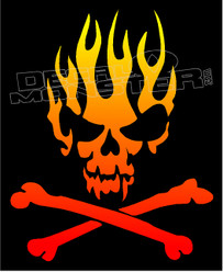 Flaming Skull & Crossbones5 Decal Sticker