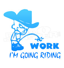 Calvin Cowboy Peeing on Work Decal Sticker