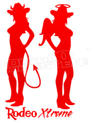 Cowgirl Angel and Devil Silhouette Decal Sticker
