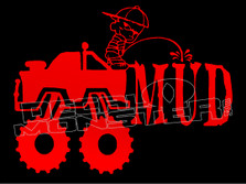 Calvin Lifted Truck Peeing on Mud Decal Sticker
