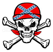 Confederate Skull and Cross Bones Decal Sticker