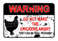 Warning Chickens Sign Decal Sticker DM