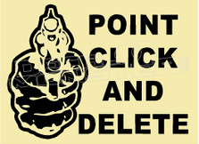 Point Click and Delete Gun Decal Sticker DM