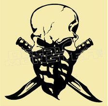 Badass American Skull Knife Decal Sticker DM