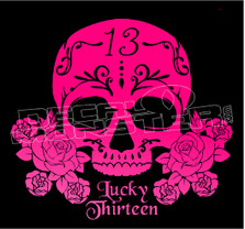 Sugar Skull Lucky 13 Decal Sticker DM