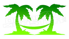 Palm Trees and Hammock Silhouette Decal Sticker DM
