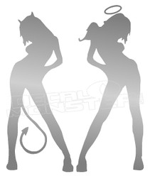 Angel and Devil Babe Silhouette Decal Sticker DM