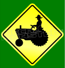 Caution Farmer Tractor Crossing Decal Sticker DM