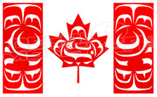 Totem Pole Canada Flag Carving 1 Decal Sticker