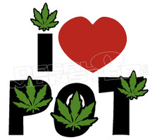 Marijuana Weed I heart Pot 2 Decal Sticker