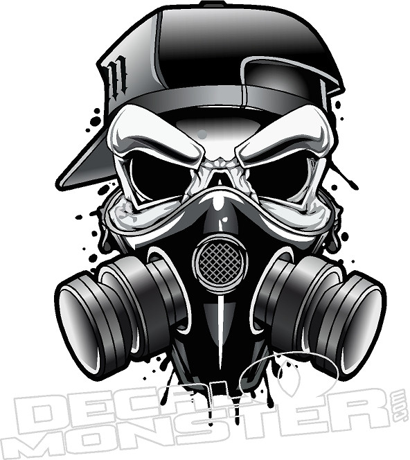 Gas Mask Cool Skull Decal Sticker - DecalMonster.com