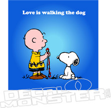 Love is Walking the Dog Charlie Brown Snoopy Decal Sticker