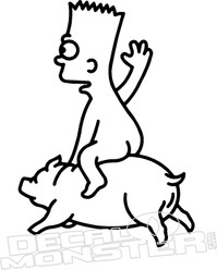 Bart Riding Pig Naked Simpsons Decal Sticker