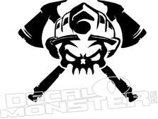Firefighter Punisher Skull with Axes Decal Sticker