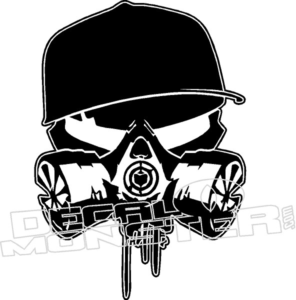Skull Gas Mask Hat Decal Sticker