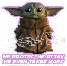 Baby Yoda Attack Star Wars Decal Sticker DM