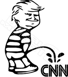 Trump Calvin Pee on CNN Decal Sticker DM