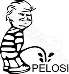 Trump Calvin Pee on Pelosi Decal Sticker DM