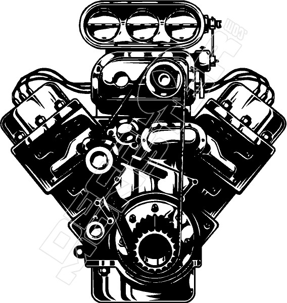 Blown V8 Engine Decal Sticker