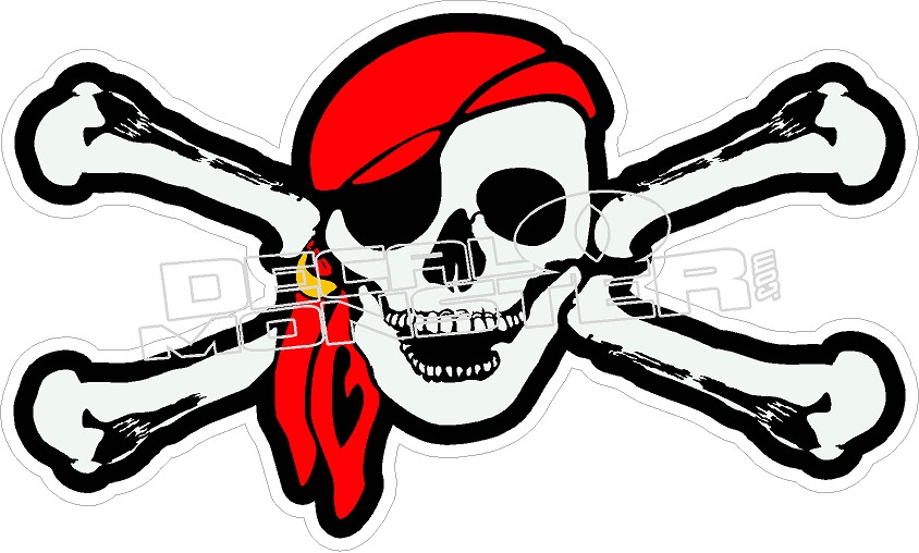 Jolly Roger Pirate Heartbeat Lifeline Monitor Decal Sticker K1085