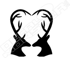 Elk Antlers Heart Symbol Decal Sticker