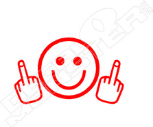 Happy Face Middle Finger Fuck Off Decal Sticker