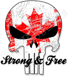 Canada Punisher Skull Strong and Free Truckers Freedom Convoy 2022 Canada Fuck Trudeau #Enough Is Enough Decal Sticker