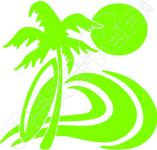 Surfborad Palm Tree Scenery Hawaiian Decal Sticker