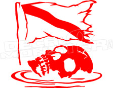 Diver Flag and Skull Decal Sticker