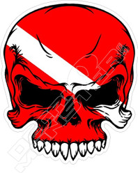 Diver Down Skull Diving Decal Sticker